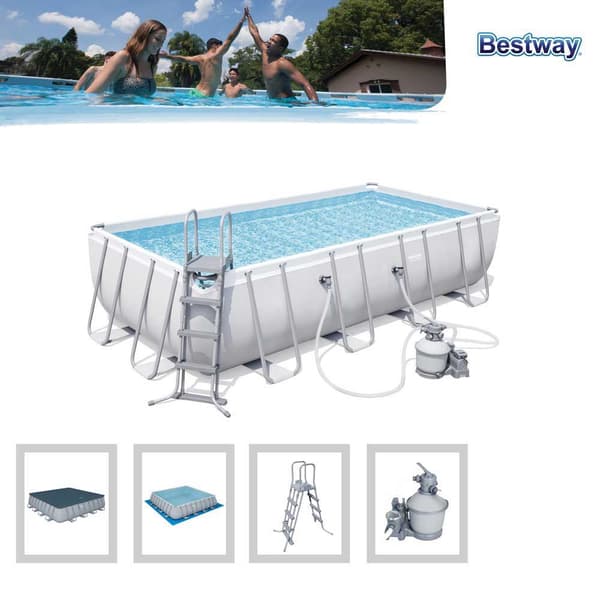 Bestway Rektangulær Rørformet Pool 56466 Power Steel 549x274x122cm 14812 liters