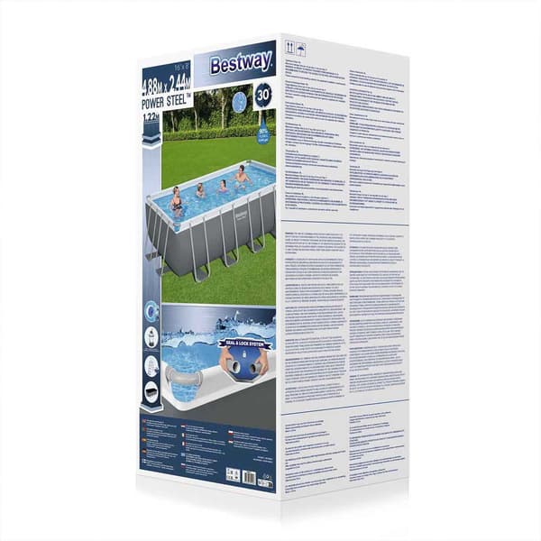 Bestway Rektangulär Rörformad Pool 56671 Power Steel 488x244x122cm 11532 Liters