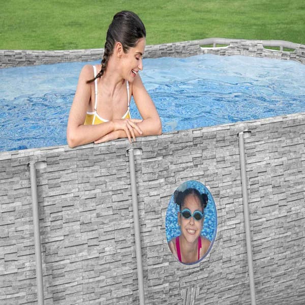 Bestway Oval Rörformad Pool 56714 Power Steel Swim Vista 427x250x100cm 7250 Liters