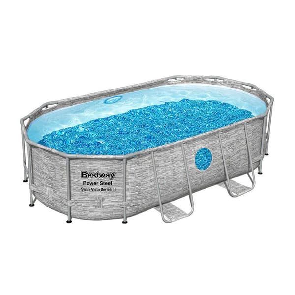 Bestway Oval Rörformad Pool 56714 Power Steel Swim Vista 427x250x100cm 7250 Liters