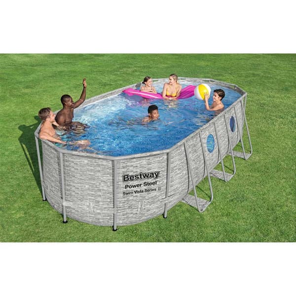 Bestway Oval Rörformad Pool 56716 Power Steel Swim Vista 549x274x122cm  13430 Liters