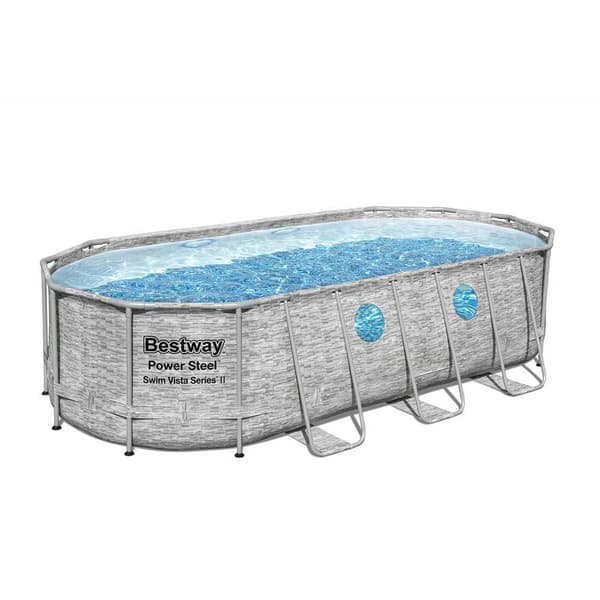 Bestway Oval Rörformad Pool 56716 Power Steel Swim Vista 549x274x122cm 13430 Liters