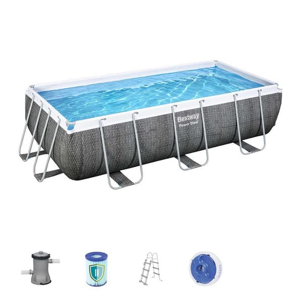 Bestway Rektangulær Rørformet Pool 56721 Power Steel 404x201x100cm 6478 Liters