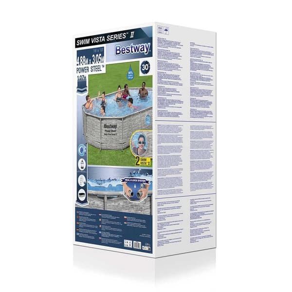 Bestway Oval Rörformad Pool 56946 Power Steel Swim Vista 488x305x107cm 10949 Liters