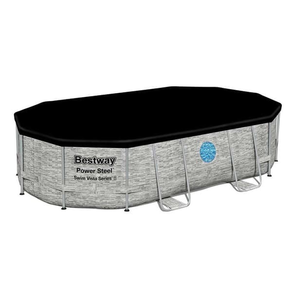 Bestway Oval Rörformad Pool 56946 Power Steel Swim Vista 488x305x107cm 10949 Liters