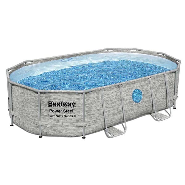 Bestway Oval Rörformad Pool 56946 Power Steel Swim Vista 488x305x107cm 10949 Liters