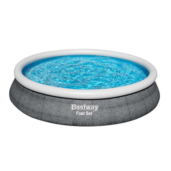 Bestway Rund Uppblåsbar Pool 57313 Fast Set Rattan Ø457x84cm  9677 Liters