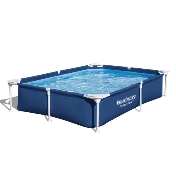 Bestway Rectangular Steel Pro Swimming Pool - 221 x 150 x 43 cm - Blå - Inkluderet tilbehør CB1
