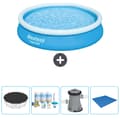 Miniatyrbillede 1 af 2: Bestway Round Oppustelig Fast Set Swimming Pool - 366 x 76 cm - Blå - Inkluderet tilbehør CB1