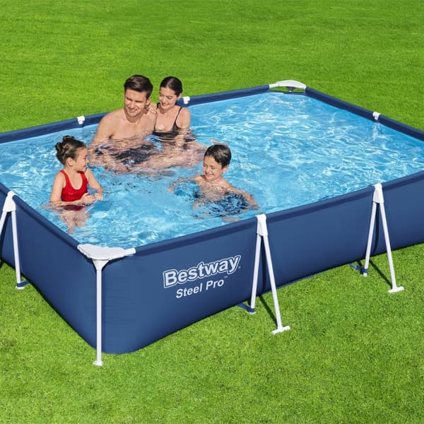 Bestway Rectangular Steel Pro Swimming Pool - 300 x 201 x 66 cm - Blå -  Inklusive Tilbehør CB11