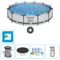 Miniatyrbillede 1 af 3: Bestway Round Steel Pro MAX swimmingpool - 366 x 76 cm - Grå -  Inklusive Tilbehør CB12