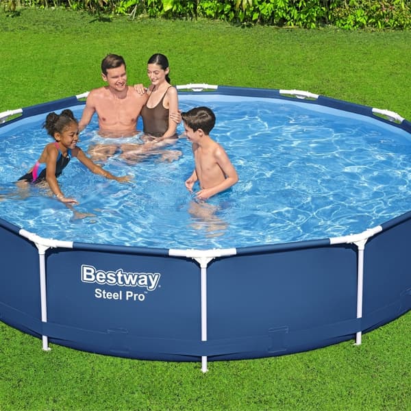 Bestway Round Steel Pro Swimming Pool - 366 x 76 cm - Blå - Inklusive Tilbehør CB13
