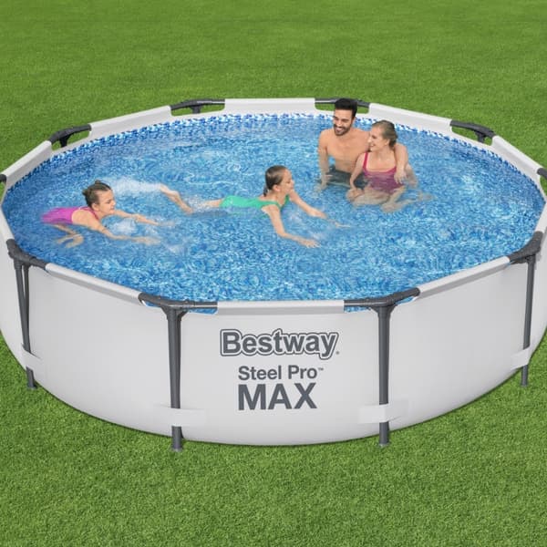 Bestway Round Steel Pro MAX swimmingpool - 305 x 76 cm - Grå -  Inklusive Tilbehør CB14