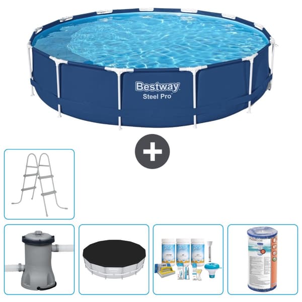 Bestway Round Steel Pro -uima-allas - 396 x 84 cm - Sininen -  Tarvikkeet Mukaan Lukien CB14