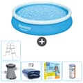 Miniatyrbild 1 av 4: Bestway Round Uppblåsbar Fast Set Pool - 366 x 76 cm - Blå -  Inklusive Tillbehör - CB19