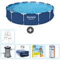 Miniatyrbillede 1 af 6: Bestway Round Steel Pro Swimming Pool - 396 x 84 cm - Blå -  Inklusive Tilbehør CB19