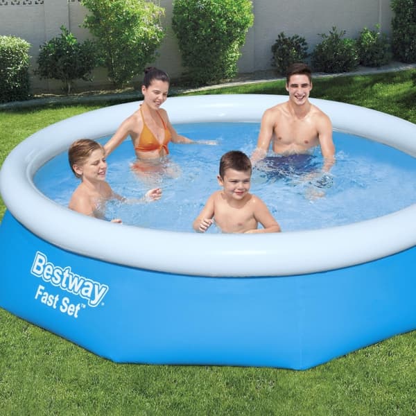 Bestway Round Oppustelig Fast Set Swimming Pool - 305 x 76 cm - Blå - Inkluderet tilbehør CB5