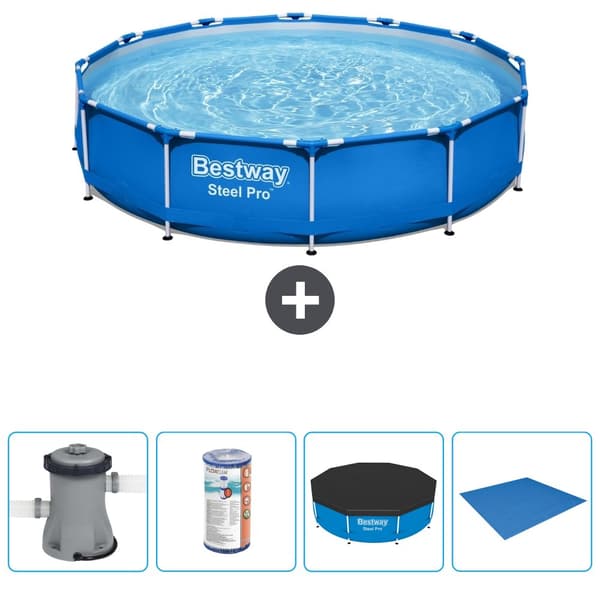 Bestway Round Steel Pro -uima-allas - 305 x 76 cm - Sininen - Tarvikkeet Mukaan Lukien CB52