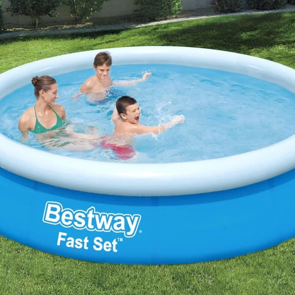 Bestway Round Oppustelig Fast Set Swimming Pool - 366 x 76 cm - Blå -  Inklusive Tilbehør CB53