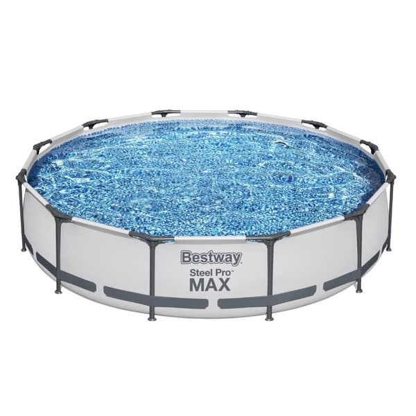 Bestway Round Steel Pro MAX swimmingpool - 366 x 76 cm - Grå -  Inklusive Tilbehør CB53