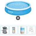 Miniatyrbild 1 av 3: Bestway Round Uppblåsbar Fast Set Pool - 366 x 76 cm - Blå -  Inklusive Tillbehör - CB60