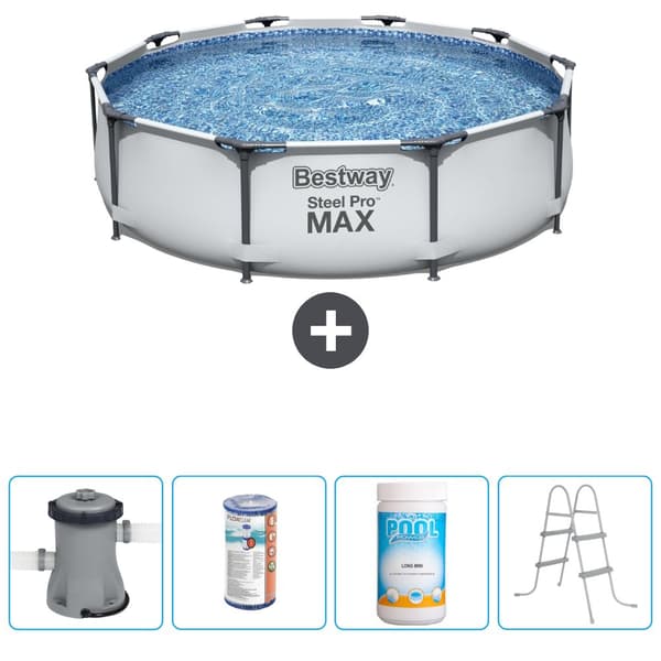 Bestway Round Steel Pro MAX -uima-allas - 305 x 76 cm - Harmaa -  Tarvikkeet Mukaan Lukien CB60