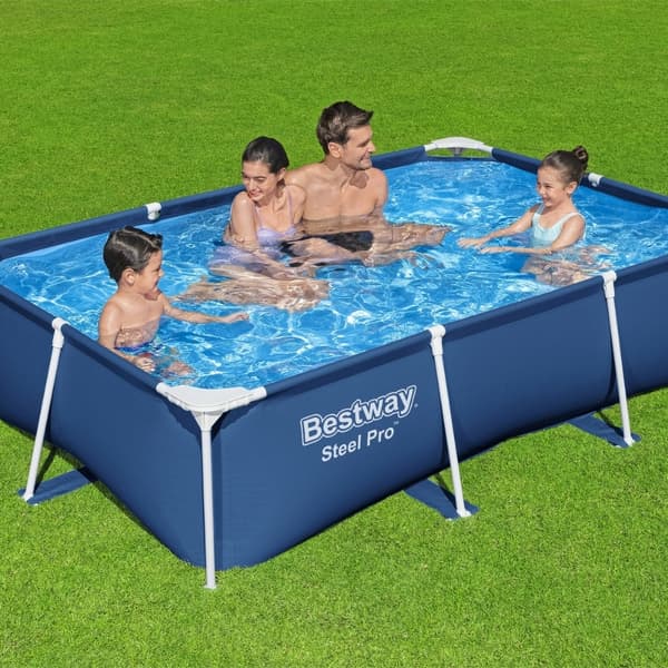 Bestway suorakulmainen teräs Pro-uima-allas - 259 x 170 x 61 cm - Sininen - Mukana Lisätarvikkeet CB8