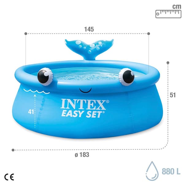 Intex Rund Oppustelig Pool Whale Easy Set Ø183x51cm  880 Liters