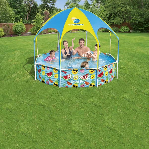 Bestway Pyöreä Putkimainen Allas Ilman Suodatinta/puhdistinta 56432 Steel Pro Splash-in-shade Ø244x51cm  1688 Liters