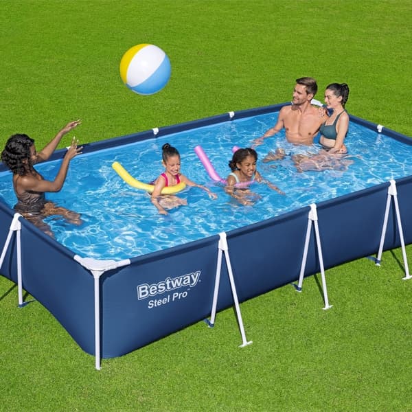 Bestway Rectangular Steel Pro Swimming Pool - 400 x 211 x 81 cm - Blå -  Inklusive Tilbehør CB12