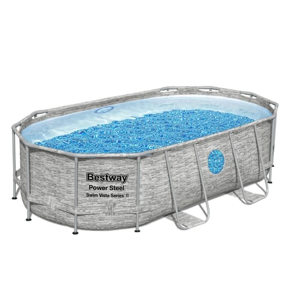 Bestway Oval Power Steel Simma Vista Pool - Stentryck - 427 x 250 x 100 -  Inklusive Tillbehör - CB29