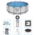 Miniatyrbild 1 av 3: Bestway Round Steel Pro MAX swimmingpool - 366 x 122 cm - Grå -  Inklusive Tillbehör - CB31