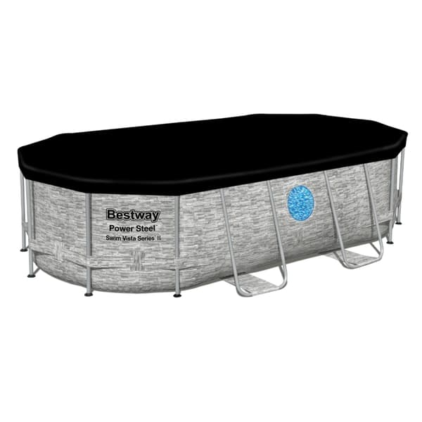Bestway Oval Power Steel Simma Vista Pool - Stentryck - 427 x 250 x 100 -  Inklusive Tillbehör - CB33