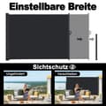 Miniatyrbild 3 av 4: YUENFONG Garden Side Privacy Screen Markisskydd Stängsel Expanderbar markis för campingbalkong, antracit, 180x300cm