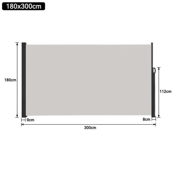 YUENFONG Trädgårdssida Sekretessskärm Markisskydd Stängsel Expanderbar Markis sidogardin för balkongcamping, Grå, 180x300cm