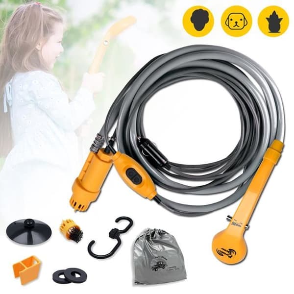 Campingdusch med 12V Pump Car Shower Cigarettändare 5m Elkabel för bil, husvagn, utomhus