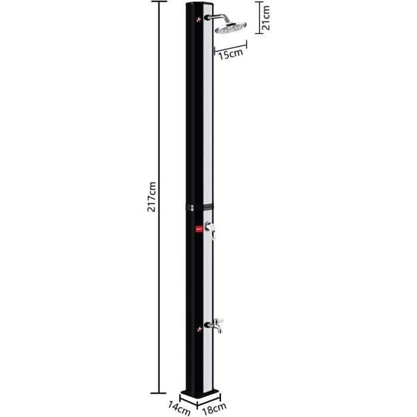 Utomhus solduscha - YUENFONG - 35L - Maximal temperatur 60°C - Svängbart duschhuvud 180° - Svart-silver