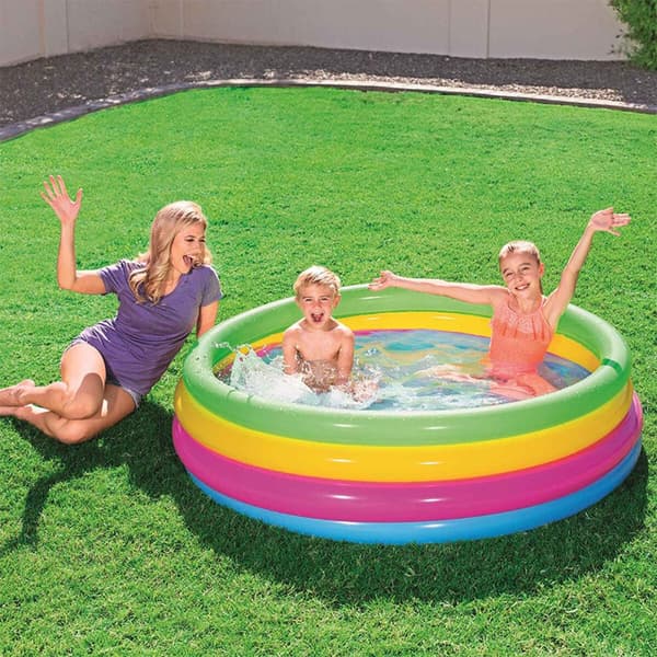 Uppblåsbar plaskpool för barn Shine Inline Regnbåge 157 x 46 cm