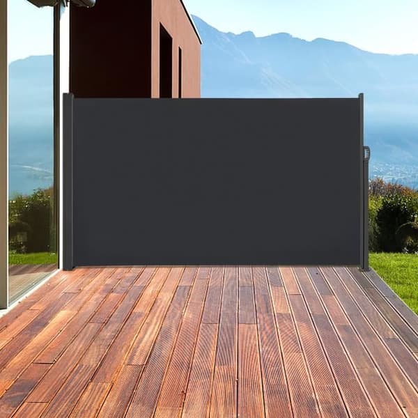 YUENFONG Garden Side Privacy Screen Markis Skydd Staket Markis Tyg Expandbar markis för balkongcamping, 160x300cm, antracit