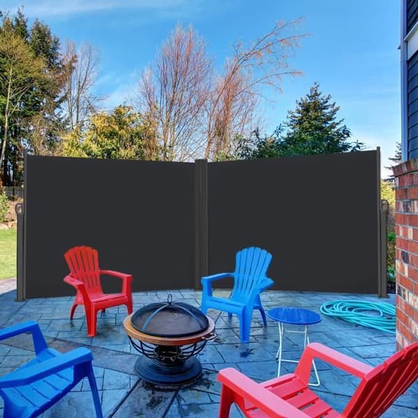 YUENFONG Dubbelsidig Sekretessskärm Trädgård Markisskydd Stängsel Expanderbar markis för balkongcamping, antracit, 160x600cm