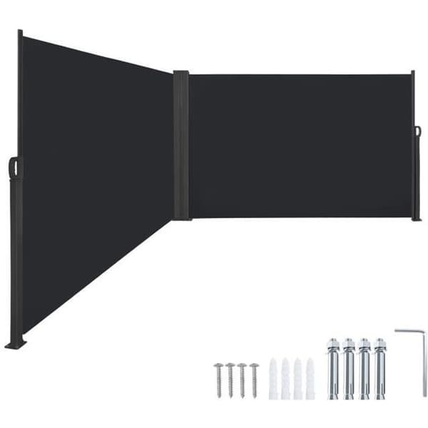 YUENFONG Dubbelsidig Sekretessskärm Trädgårdsskydd Stängsel Expanderbar markis för balkongcamping, 200x600cm, antracit