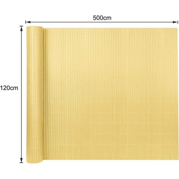 YUENFONG PVC insynsskyddsmatta 120x500cm - lämplig för stängsel Vassmatta för balkong, trädgård och terrass, bambufärg