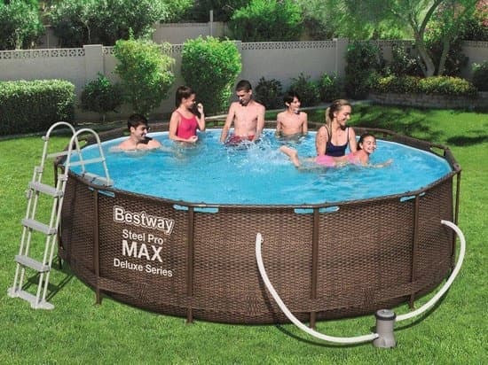 Bestway Steel Pro Max 549x122 cm - mycket tillbehör - Rattan look utsida