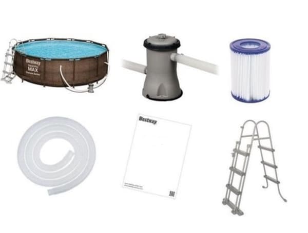 Bestway Steel Pro Max 549x122 cm - mycket tillbehör - Rattan look utsida