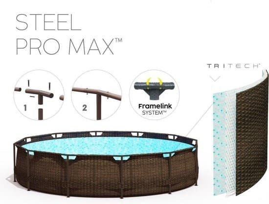 Bestway Steel Pro Max 549x122 cm - mycket tillbehör - Rattan look utsida