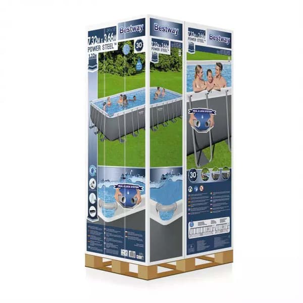 Bestway 56475 Power Steel 732x366x132cm Rektangulär Rörpool  30045 Liters