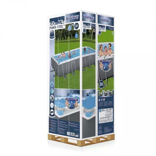 Bestway Rektangulær Stålramme Over Jorden Pool Power Steel 640x274x132 Cm 19281 Liters