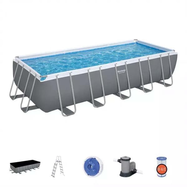 Bestway Rektangulær Stålramme Over Jorden Pool Power Steel 640x274x132 Cm 19281 Liters