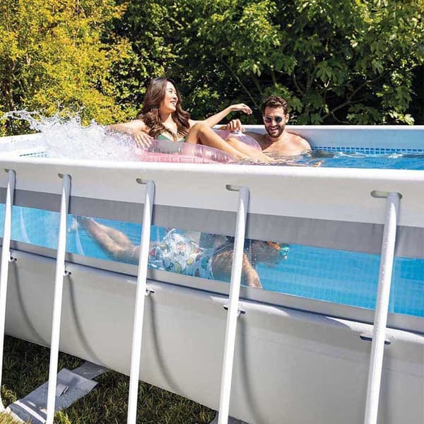 Intex 56029 Clearview Prism Frame Rektangulær Overjordisk Swimmingpool Med Stålramme  8418 liters