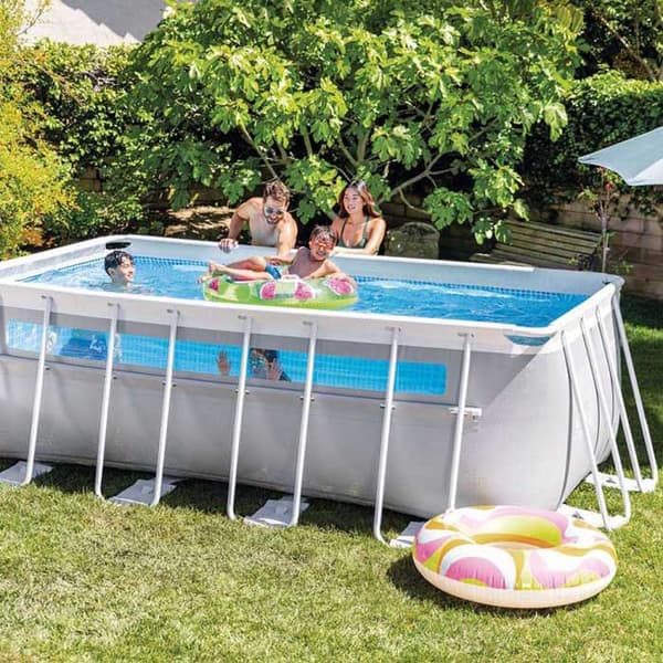 Intex 56029 Clearview Prism Frame Rektangulær Overjordisk Swimmingpool Med Stålramme  8418 liters